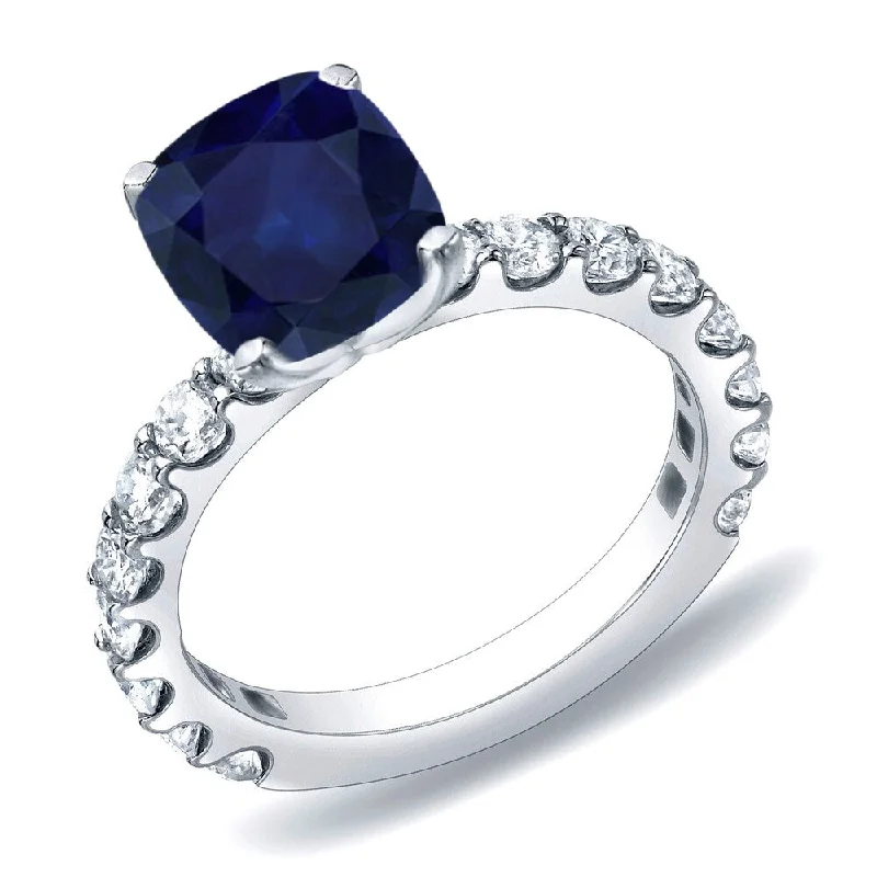 sapphire and diamond engagement ring -Auriya Cushion-Cut 1ct Sapphire and 1cttw Diamond Engagement Ring 14k Gold