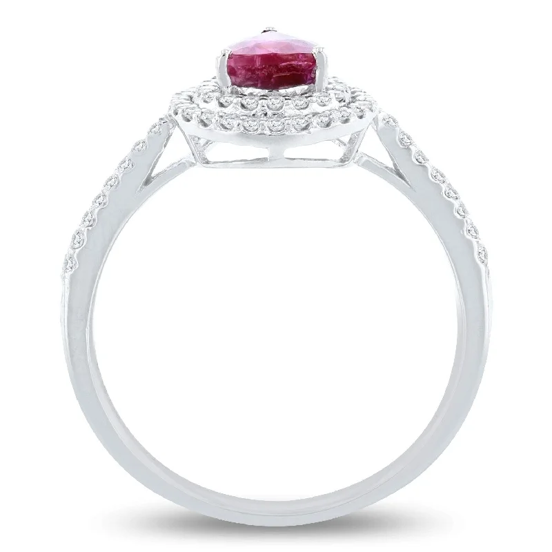 custom name ring for women -Auriya Platinum 1ct Rare Unheated Ruby and 1/4ct TDW Diamond Ring