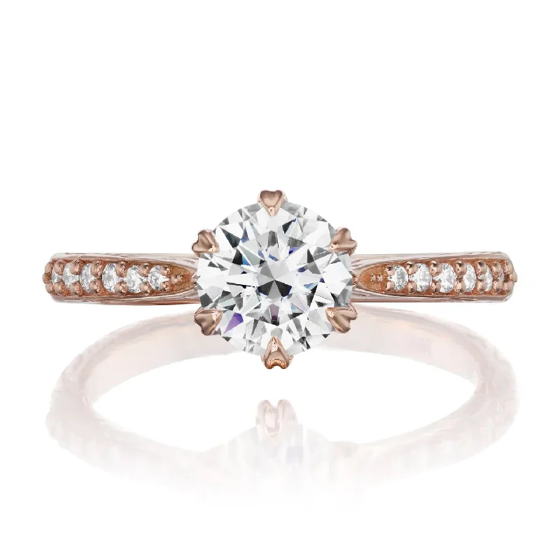 pearl ring for brides -・CAMILLE・Moissanite Center, Twig Textured Diamond Band (1ct Center)