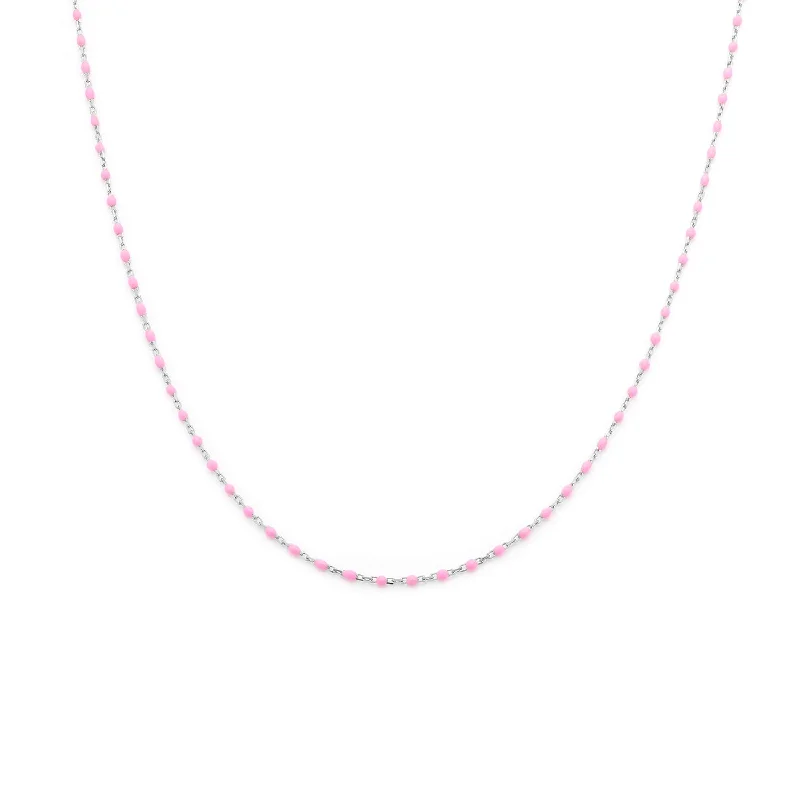 custom birthstone pendant necklace -Candy Chain Necklace | Bubblegum & Silver