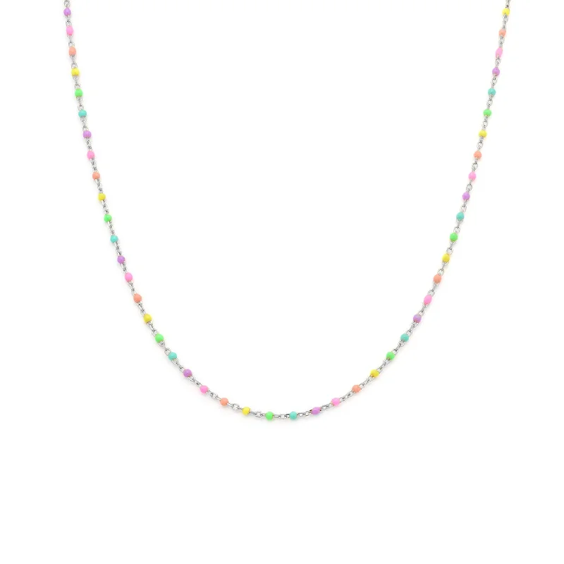 silver and gold necklace for layering -Candy Chain Necklace | Rainbow & Silver