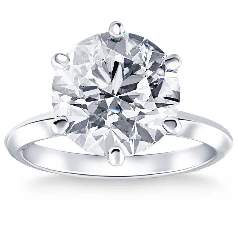 women’s diamond engagement ring set -Certified 6Ct Solitaire Diamond Engagement Ring 14k White Gold Lab Grown