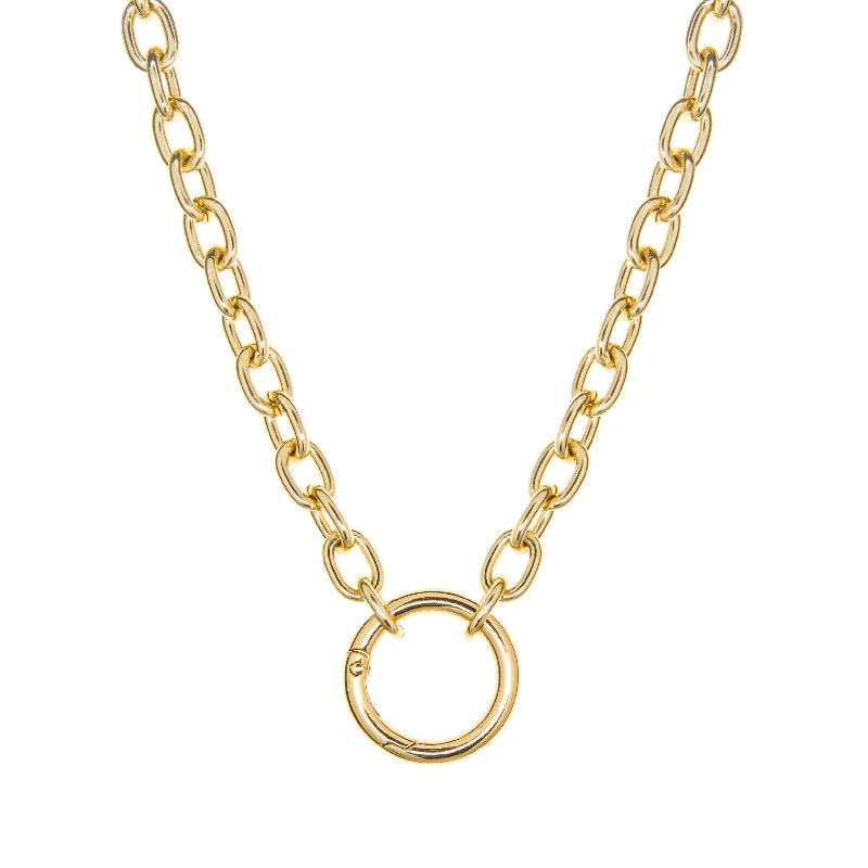 men’s gold pendant necklace -chunky chain with oversized connector