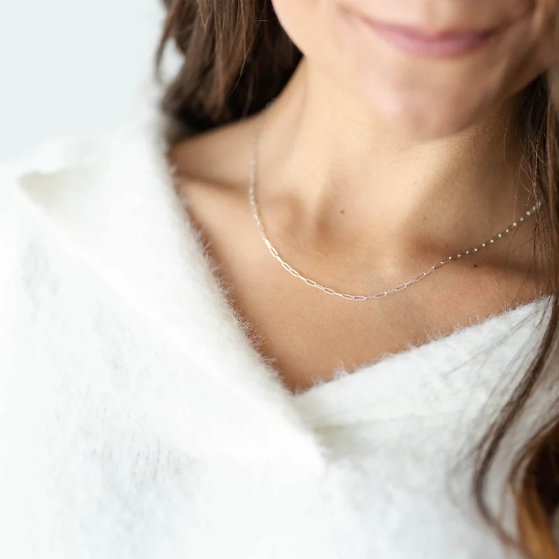 minimalist pendant necklace for women -Classic Cable Chain Necklace: Silver