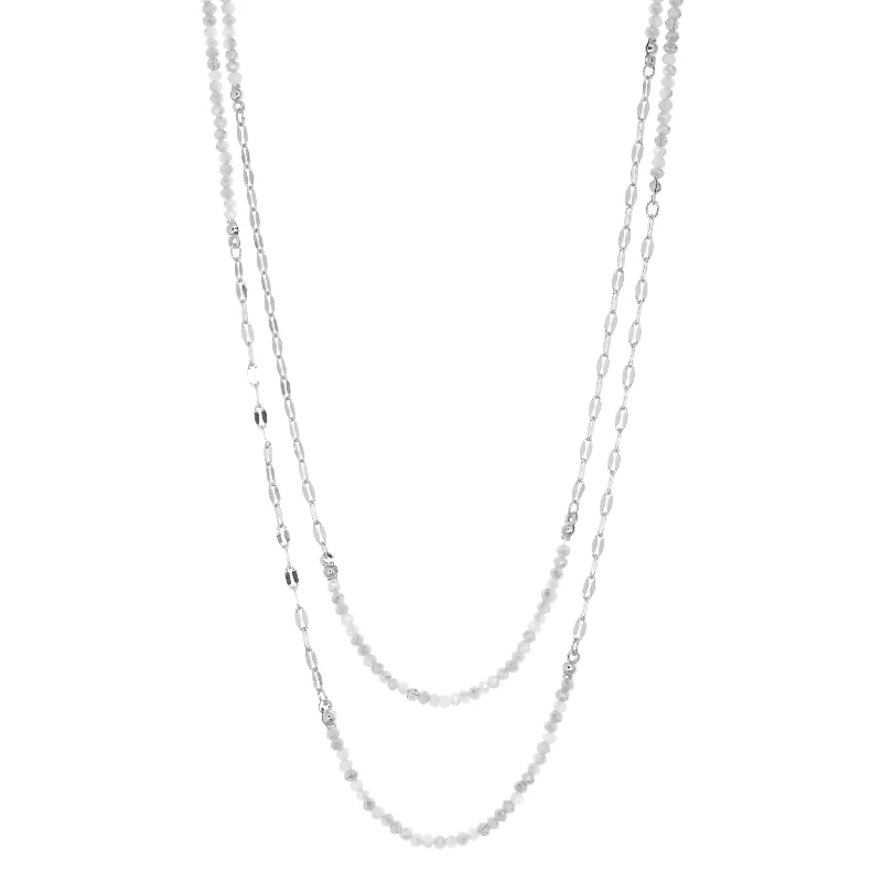 rose gold necklace for women -crystal bead and chain necklace