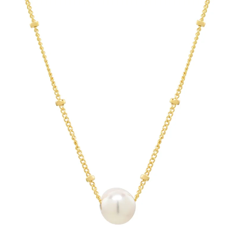 antique style necklace for women -Floating Pearl Necklace on Ball Chain