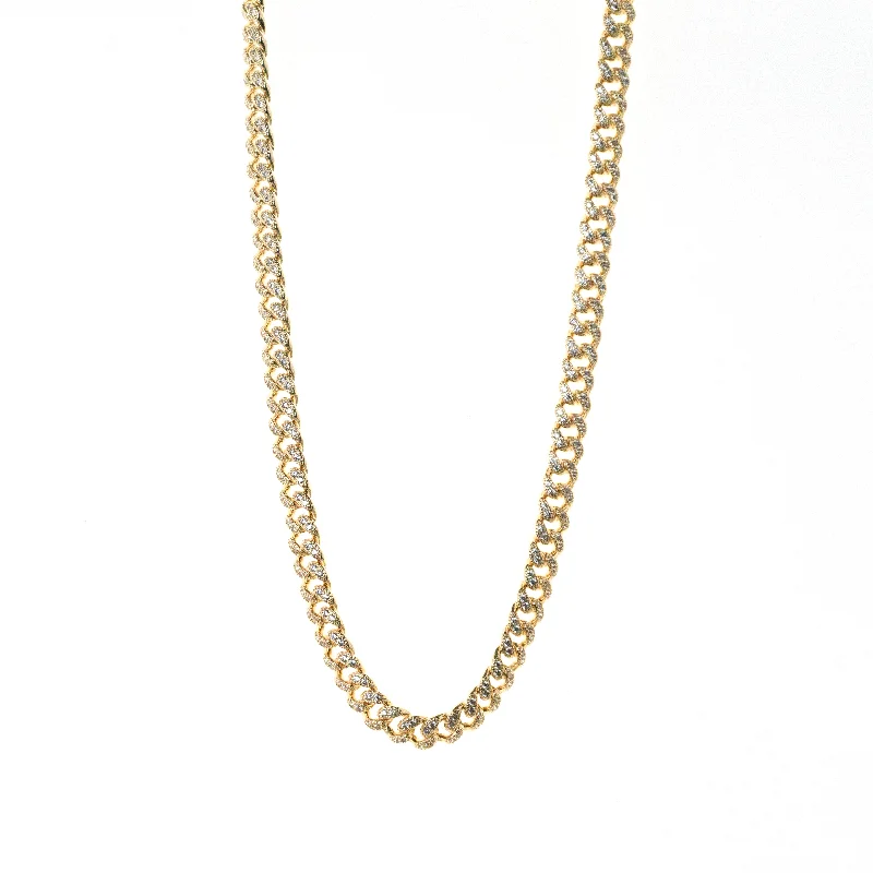 handmade gold necklace for special occasions -gold plated CZ curb link chain