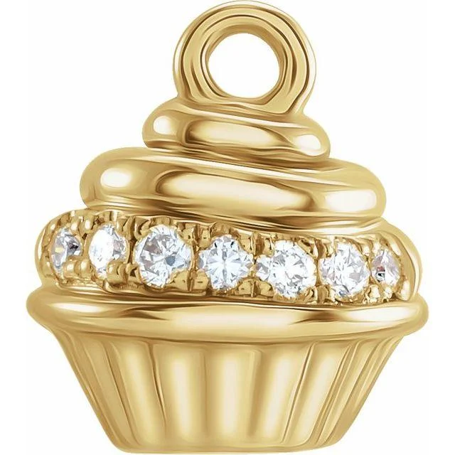 unique gold engagement ring for her -JDTKSP-2000941-14K .04 CTW Natural Diamond Cupcake Dangle