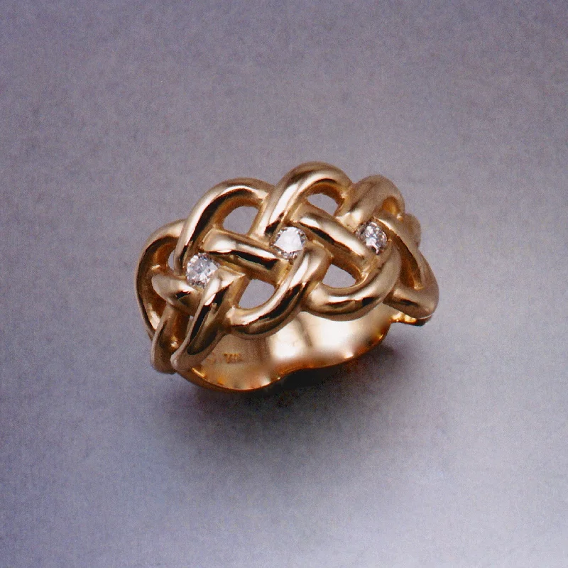 women’s statement rings for parties -Kells Knot Ring with Diamonds