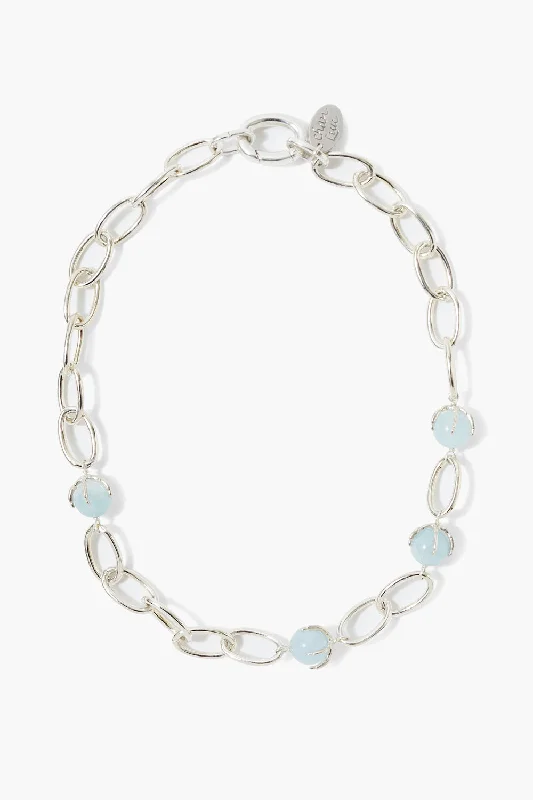 simple silver necklace for women -Lark Chain Necklace Aquamarine