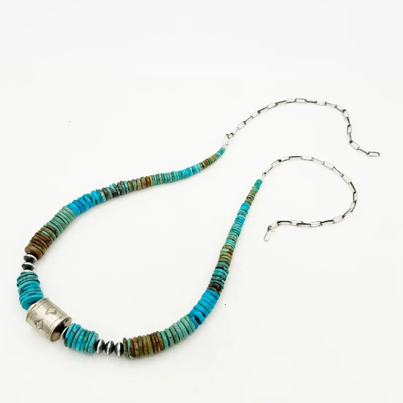 pearl necklace for brides -Leon Yazzie Chain and Shotgun Shell Rainbow Necklace