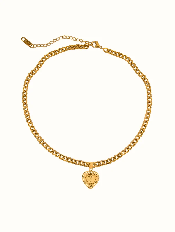 antique style necklace for women -Lovers Heart Choker (Cuban Chain)