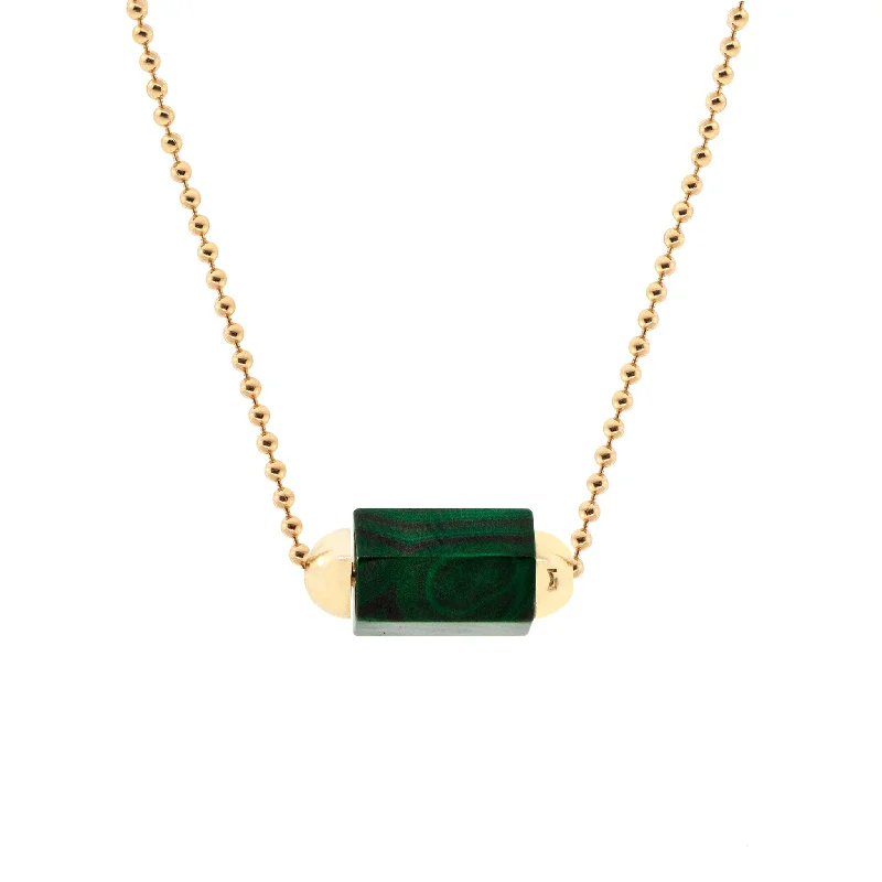 butterfly pendant necklace for girls -Malachite Hexagon Bead on Gold Ball Chain Necklace