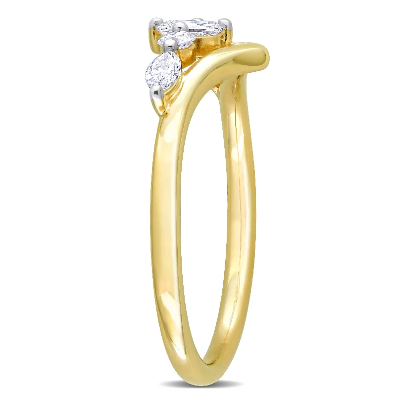 women’s gold band with diamonds -Miadora 1/3ct TDW Multi-shape Diamond Ring in 14k Yellow Gold