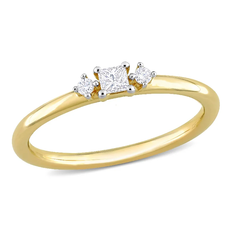 vintage diamond wedding band for women -Miadora 1/6ct TDW Princess Diamond Ring in 14k Yellow Gold