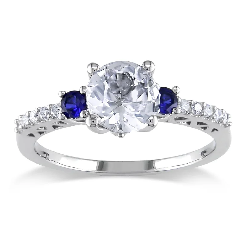 vintage-inspired engagement ring for women -Miadora 10K Gold 1/10ct TDW Diamond and Created Sapphire Ring