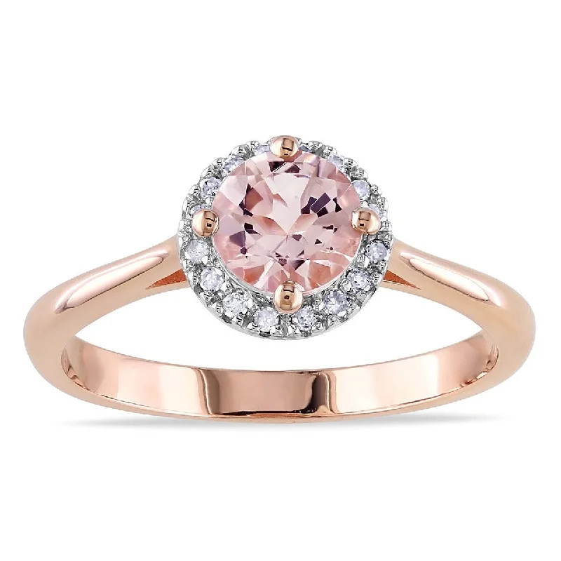 men’s platinum wedding band -Miadora 10k Pink Gold 4/5ct TGW Morganite and 1/10ct TDW Diamond Ring