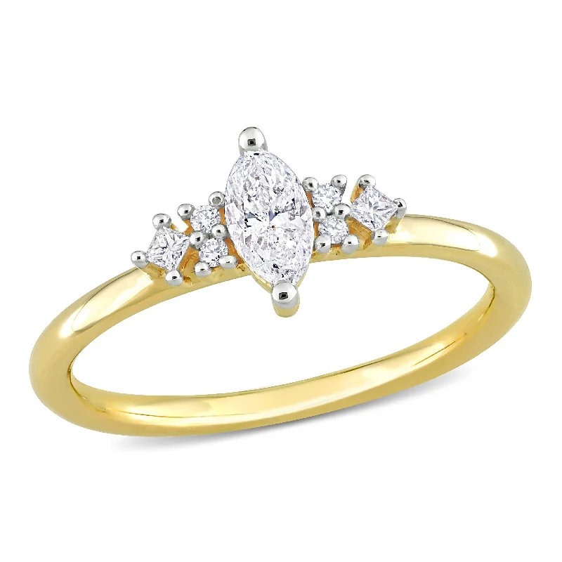 women’s diamond engagement ring set -Miadora 3/8ct TDW Multi-shape Diamond Ring in 14k Yellow Gold