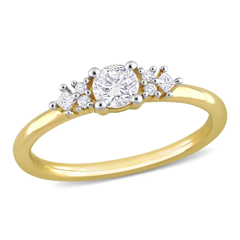 gold wedding ring for men with diamonds -Miadora 3/8ct TDW Princess Diamond Ring in 14k Yellow Gold