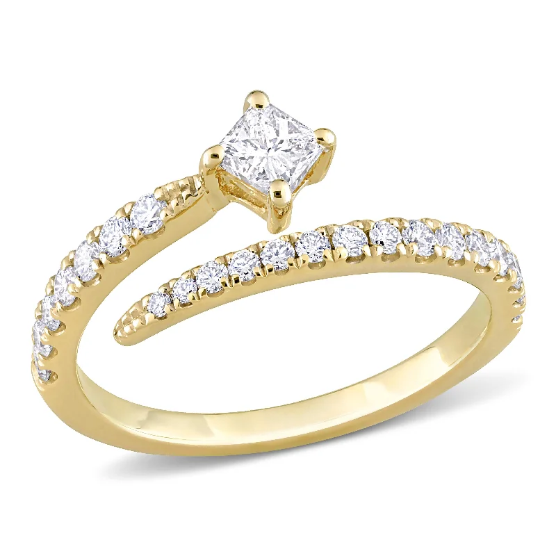 custom promise ring for couples -Miadora 5/8ct TDW Princess-Cut Diamond Semi-Eternity Ring in 14k Yellow Gold