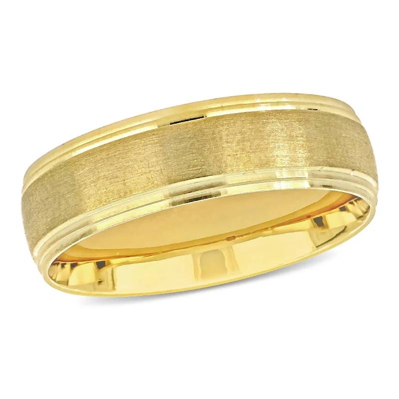 adjustable sterling silver ring for men -Miadora 6 mm Mens Wedding Band in 10k Yellow Gold