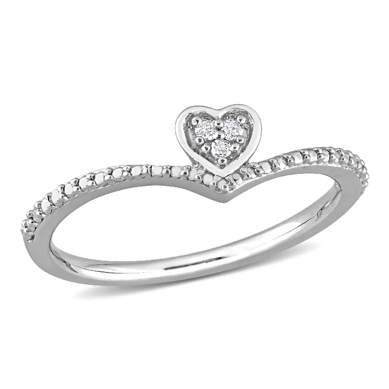 eternity ring with diamonds for her -Miadora Diamond Accent Heart Promise Ring in Sterling Silver