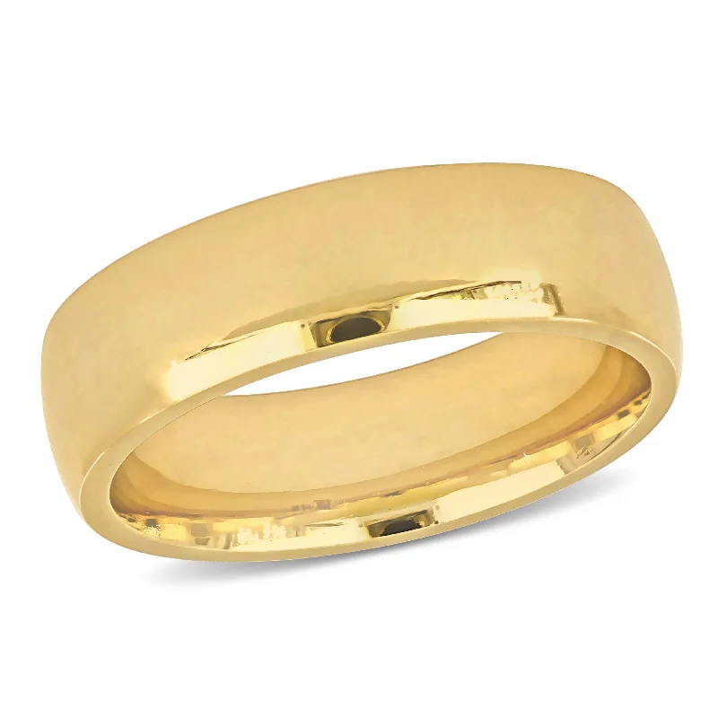 custom birthstone ring for men -Miadora Mens 6.5 mm Polished Finish Comfort Fit Wedding Band in 14k Yellow Gold