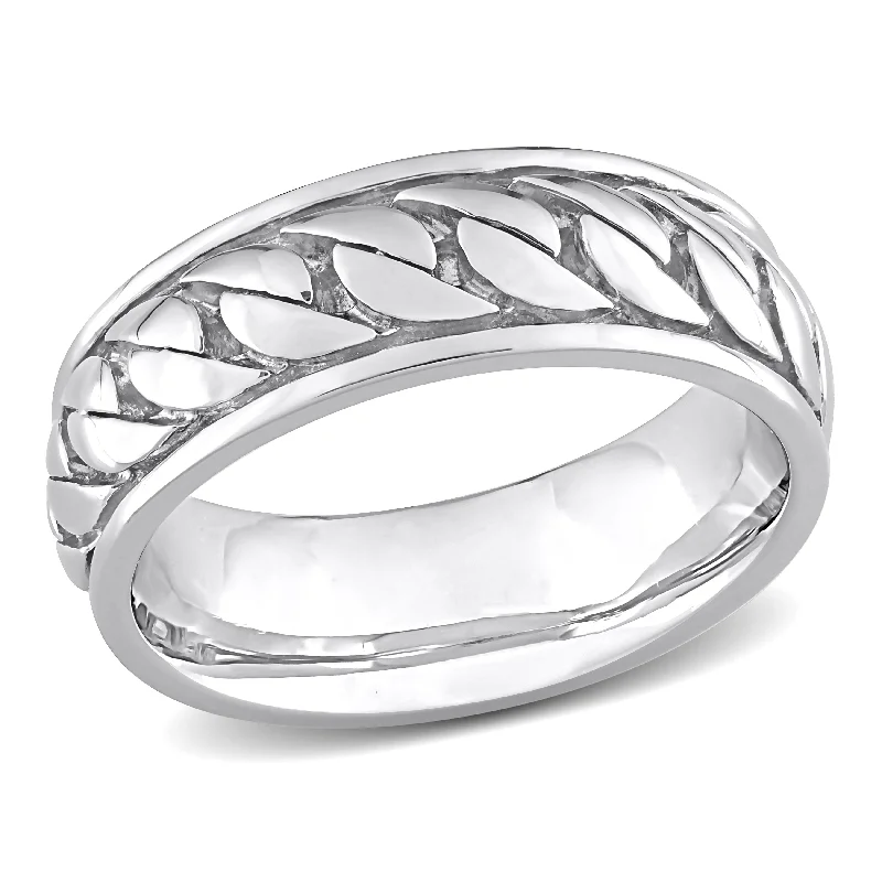 matching rings for couples -Miadora Ribbed Design Mens Ring in Sterling Silver