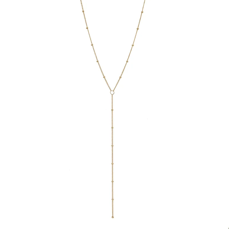 classic gold necklace for women -SALE - Y-Drop Ball Chain Necklace