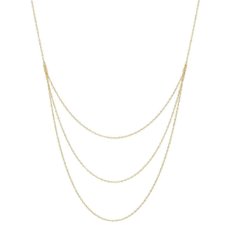 long gold necklace for layering -Triple Layer Rope Chain Necklace