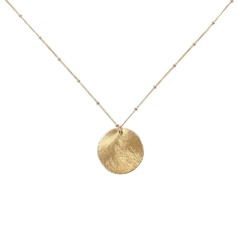 men’s gold pendant necklace -Brushed Disc on Ball Chain Necklace