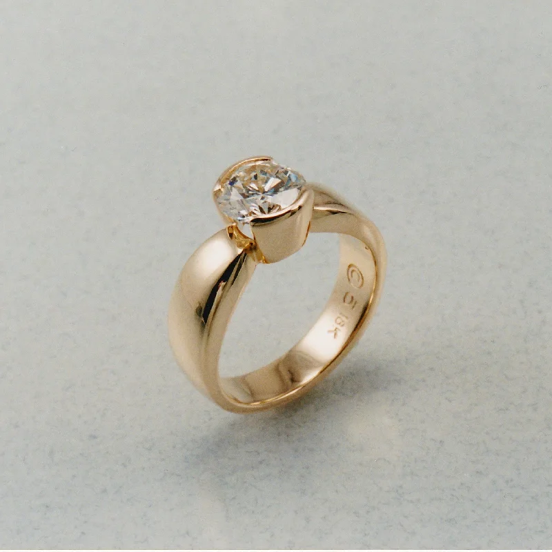 rose gold diamond ring for women -Omega 4 Ring