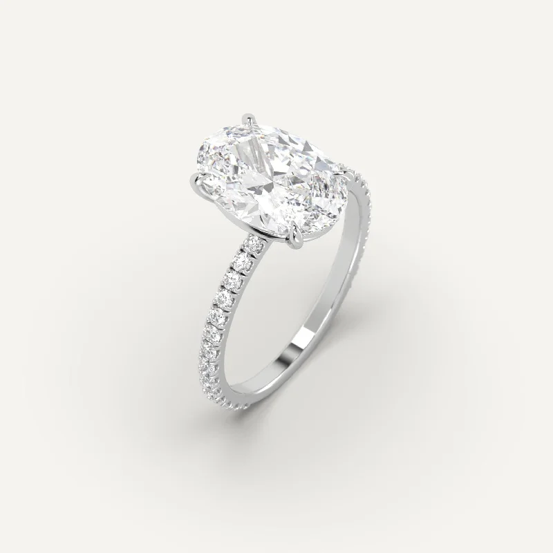 wedding rings with diamonds for women -Pave Oval Cut Diamond Ring Setting