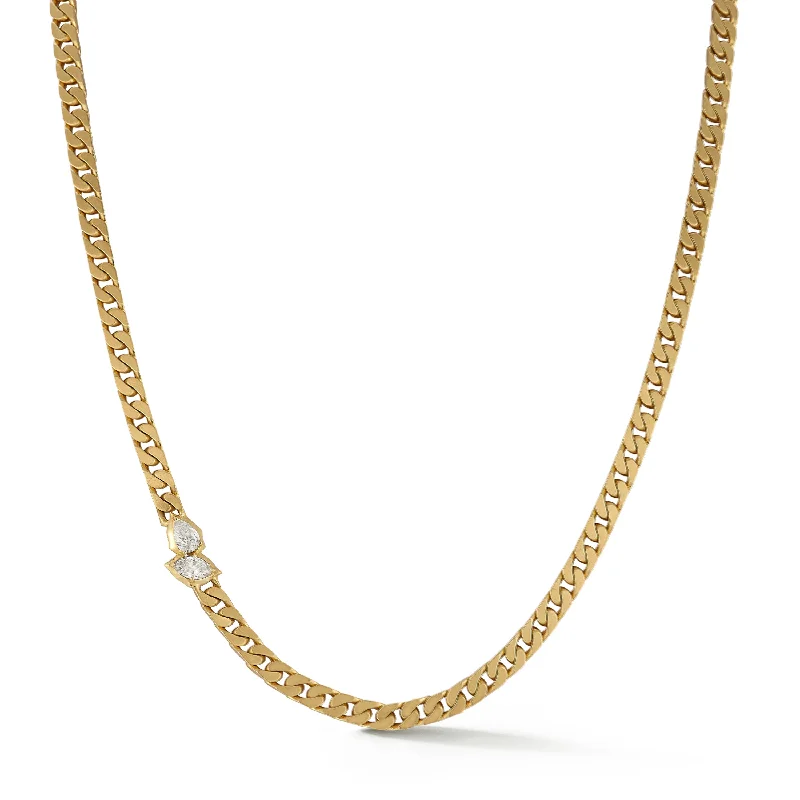 chunky gold necklace for fashion lovers -Poppy Curb Chain Necklace