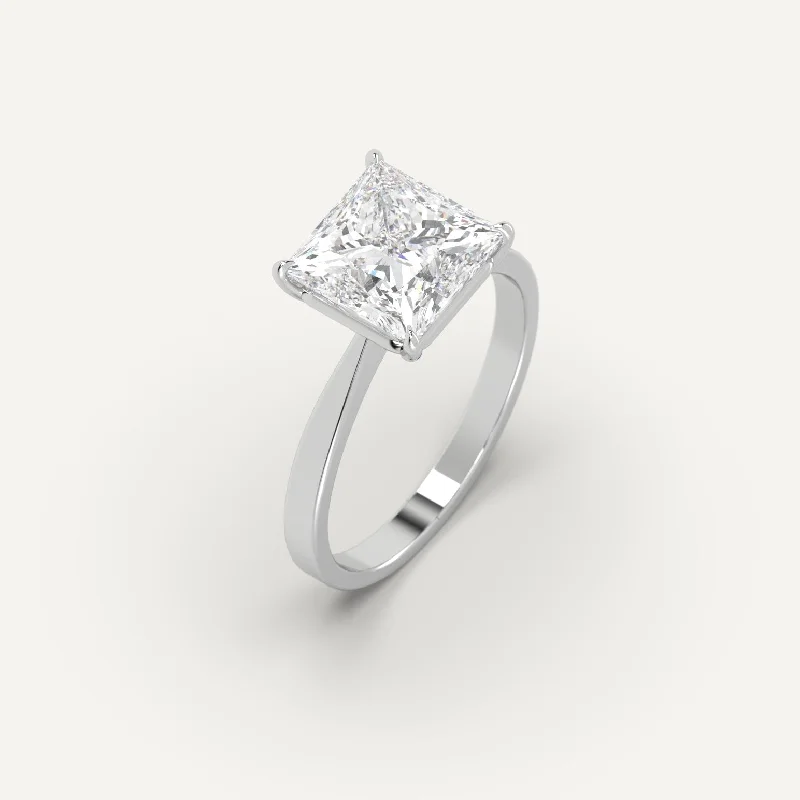 women’s statement rings for parties -Cathedral Princess Cut Diamond Ring Setting