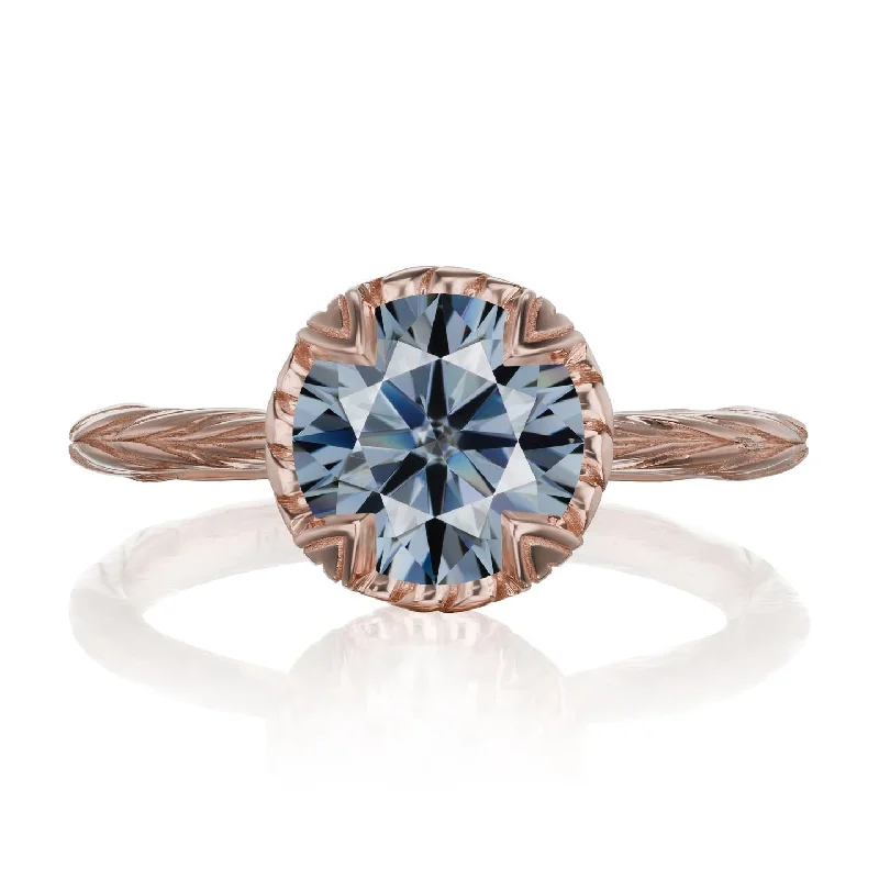 matching engagement rings for couples -・SIENNA・ Iconic™ Grey Moissanite, Willow Leaf Band (1.5ct)