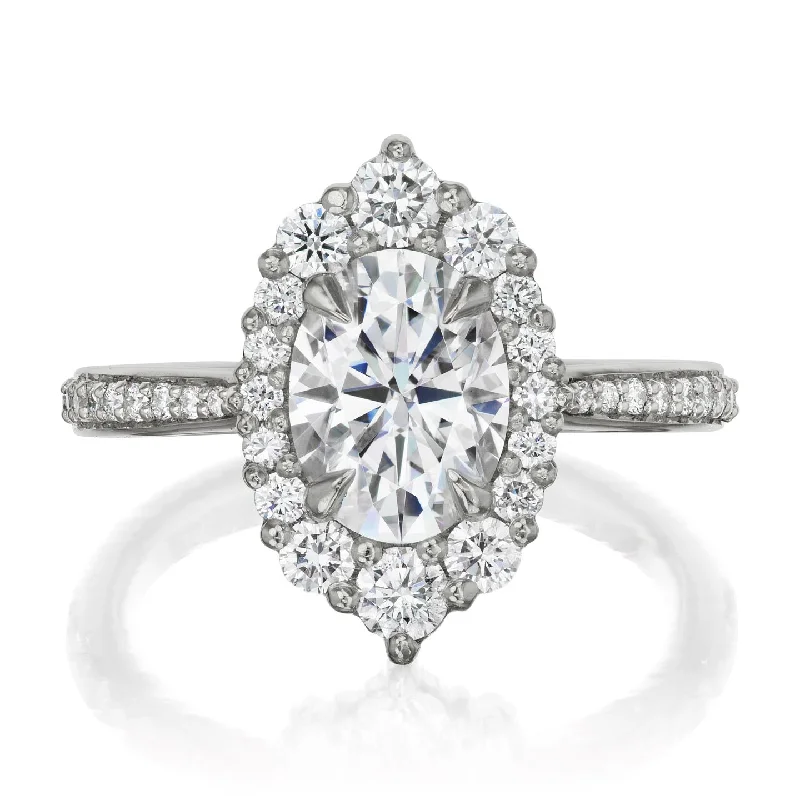 diamond ring for women -・SOFIA・Oval Moissanite Center, Diamond Halo (1.93ctw+)