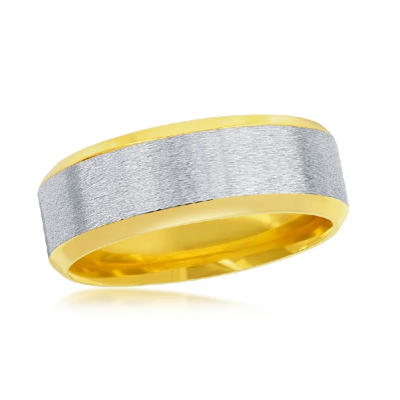 platinum wedding ring for men -Stainless Steel Gold & Silver Satin Band Ring Size 9,10,11,12,13