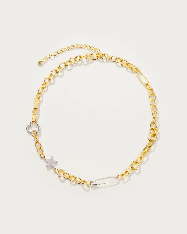 delicate gold necklace for layering -Star Chain Necklace