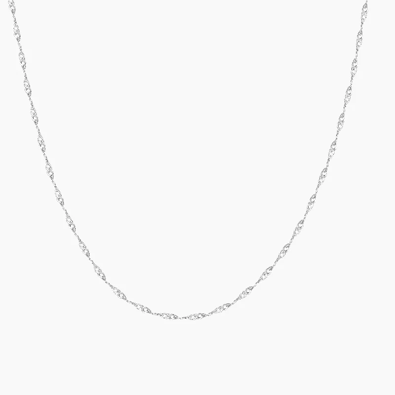 stylish necklace for men -Sterling Silver Wave Chain