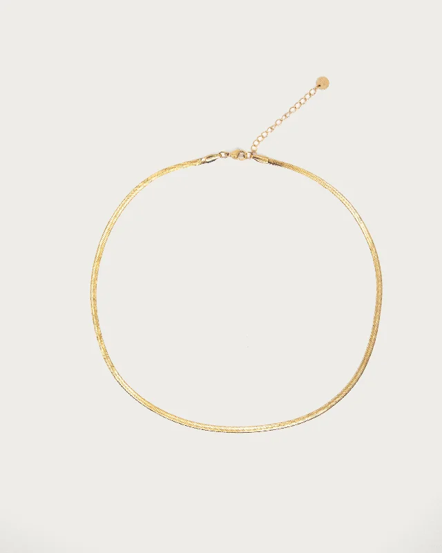 classic gold necklace for women -3mm Herringbone Chain Necklace