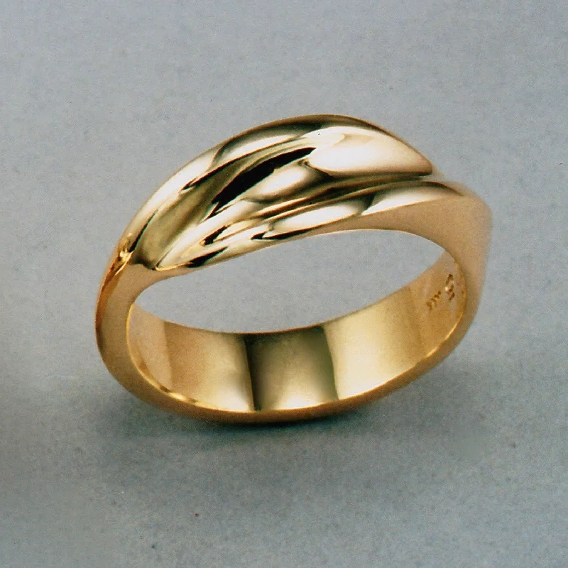 custom gold wedding band for couples -Waves Gents' Ring