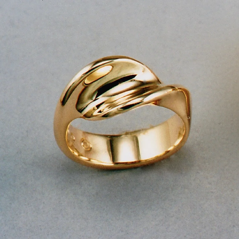 gold cocktail ring for women -Waves Ladies' Ring