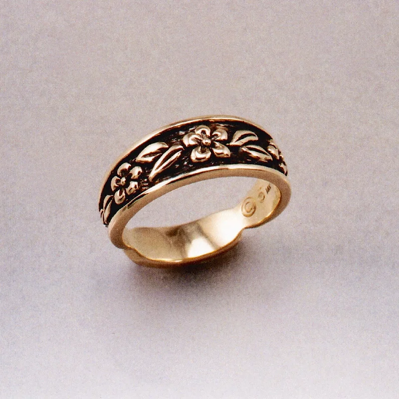 gold wedding ring for men with diamonds -Wild Mountain Rose Ring