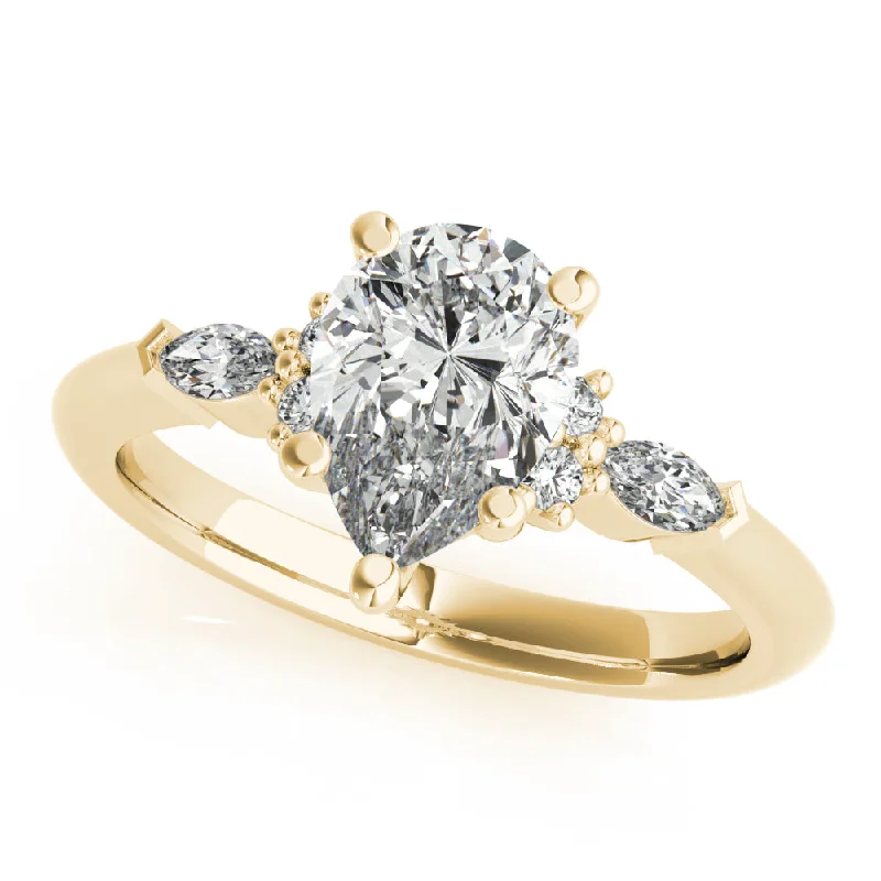 diamond solitaire ring for women -Willow Pear Diamond Engagement Ring Setting