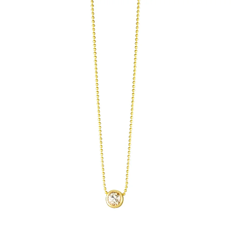 floral pendant necklace for women -Gold Ball with Diamond on a Ball Chain Necklace