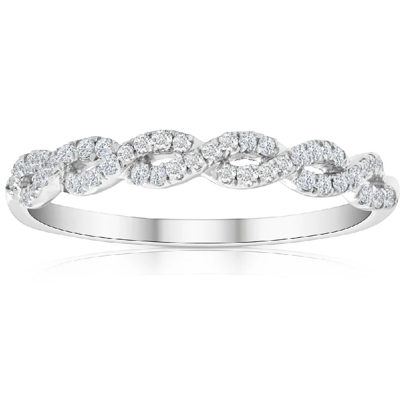 eternity ring with diamonds for her -1/4 Carat (ctw) Round White Diamond Ladies Swirl Wedding Ring 10k White Gold