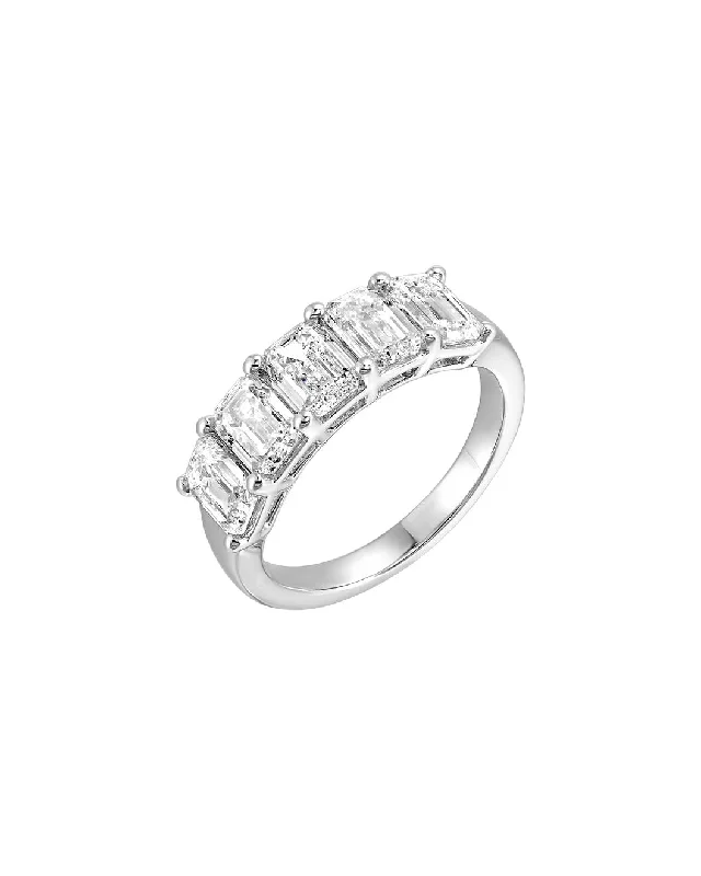 women’s cocktail ring with diamonds -14K White Gold Emerald Cut Band 5 Carat Tw