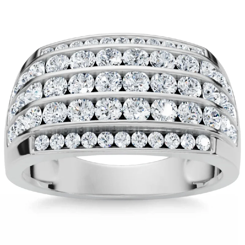 silver eternity ring for women -2Ct Men's Diamond Ring in 14k Gold Lab Grown