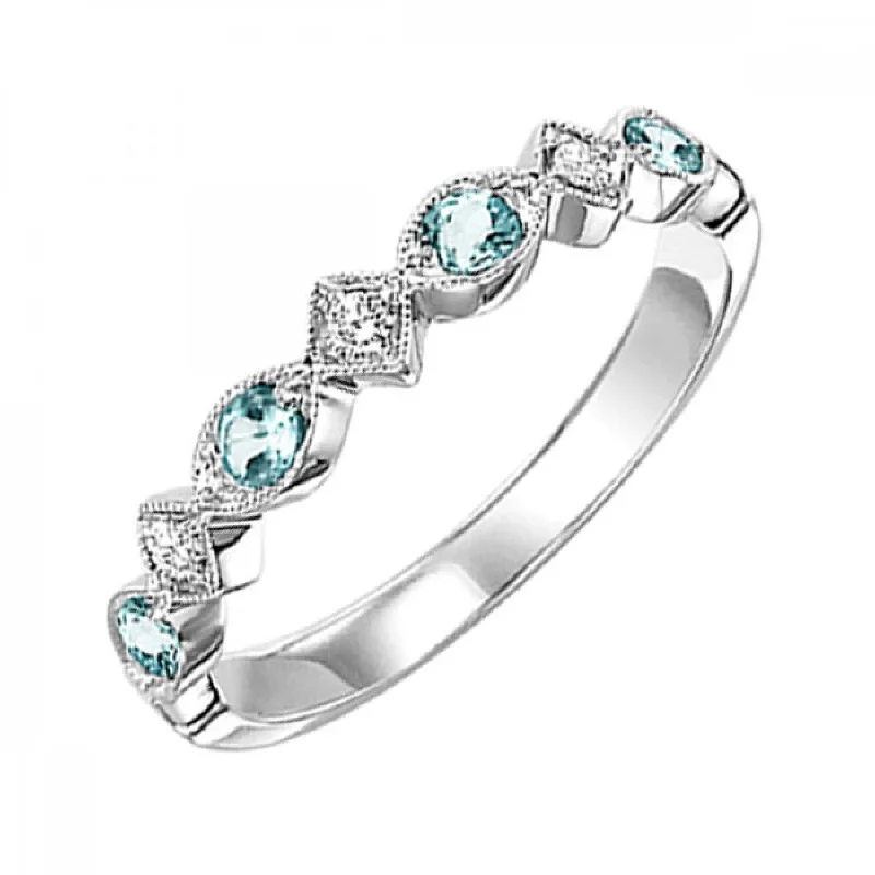 affordable engagement rings for women -Blue Topaz and Diamond Stacking Ring